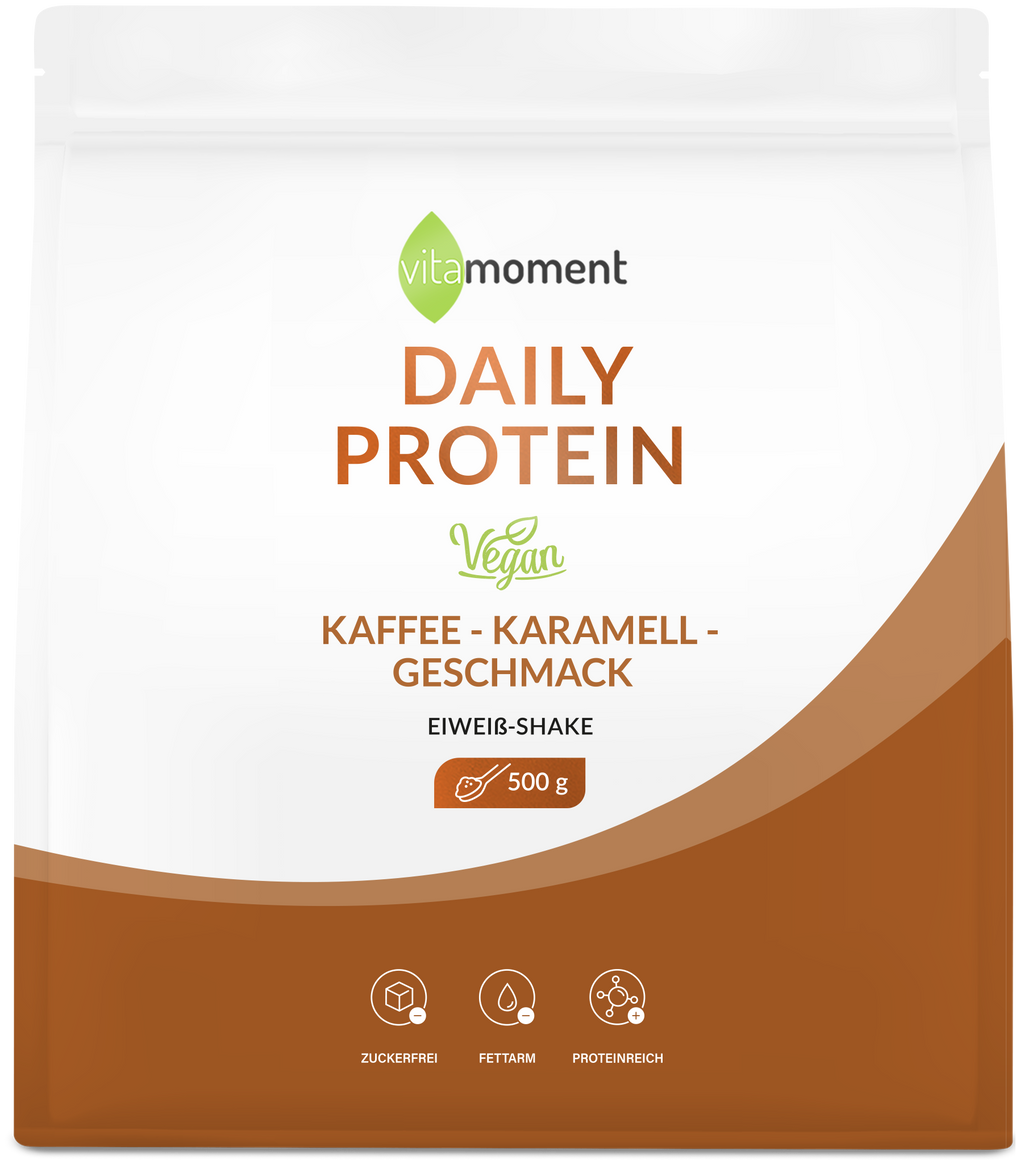 Daily Protein Shake Vegan - Kaffee-Karamell, 500g - VitaMoment Produkt