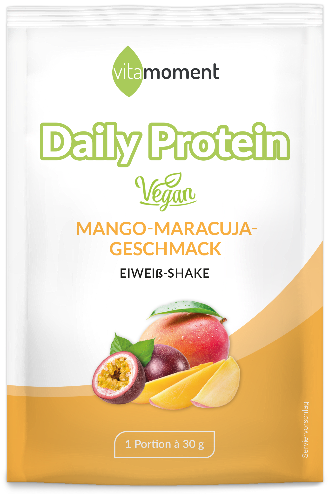 Daily Protein Shake Vegan - Mango-Maracuja, 30g (Probe) - VitaMoment Produkt