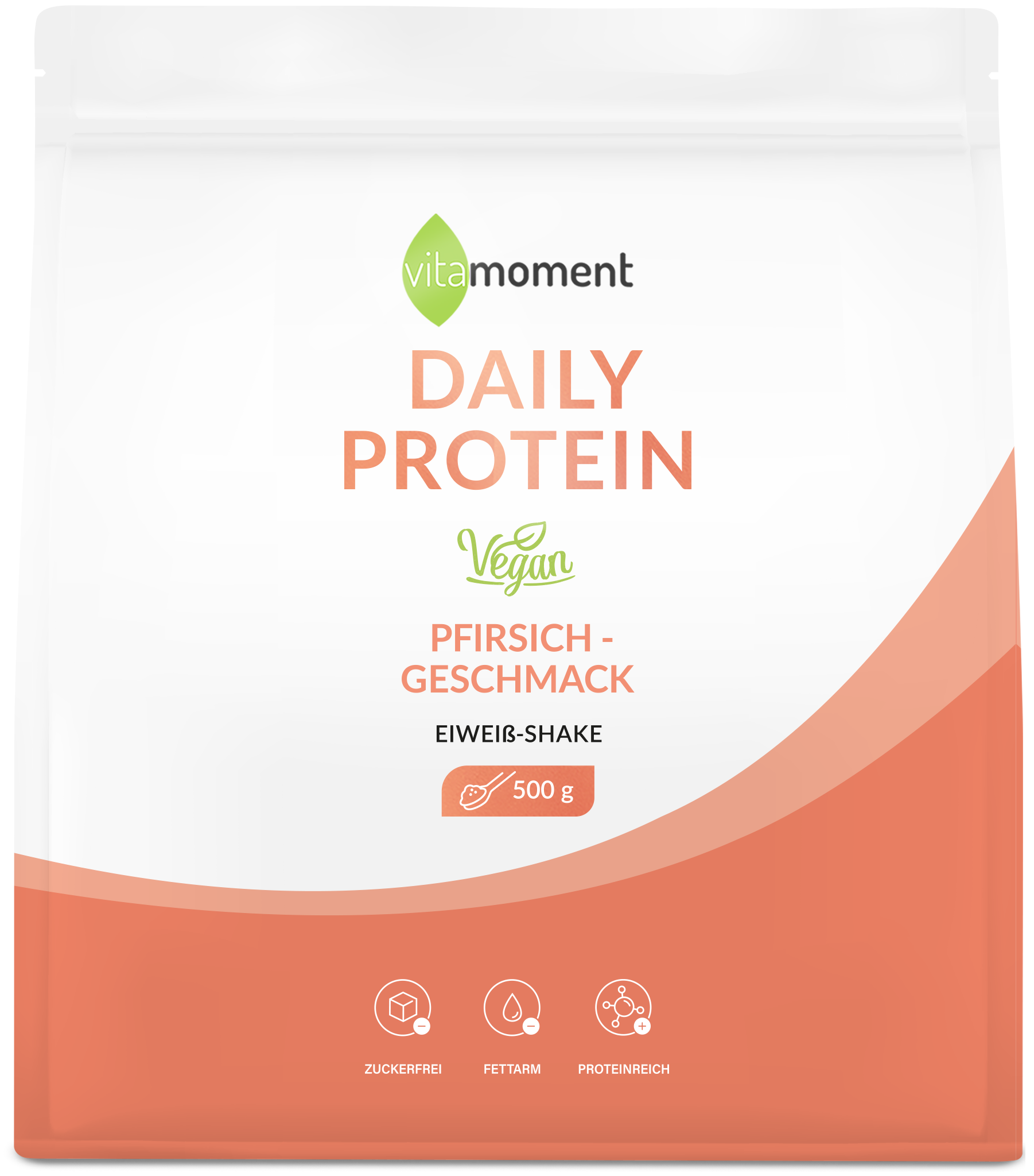 Daily Protein Shake Vegan - Pfirsich, 500g - VitaMoment Produkt
