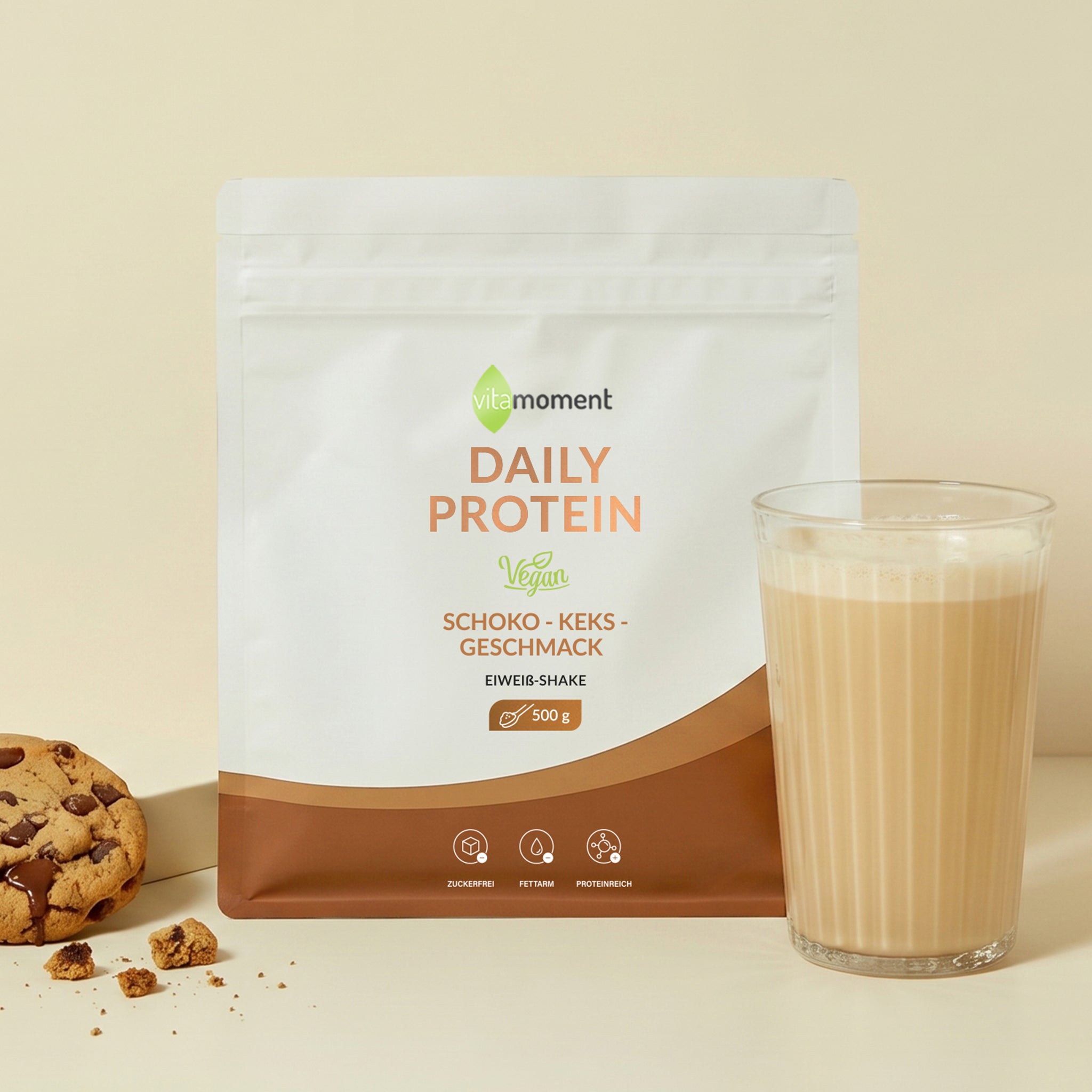 Daily Protein Shake Vegan - Schoko-Keks, 500g - VitaMoment Produkt